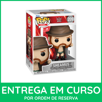 Figura em vinil Funko Pop WWE Sheamus número 209 numa caixa de embalagem