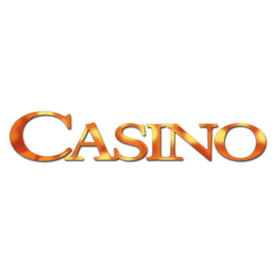 Texto CASINO em letras laranja brilhantes sobre fundo branco