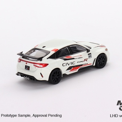 Miniatura Honda Civic Type R branco com detalhes vermelhos e pretos