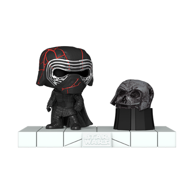 Figura Funko Pop Kylo Ren de Star Wars com capacete removível na base branca Star Wars