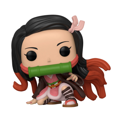 Figura Funko Pop personagem feminina com roupa rosa e castanha e capa vermelha
