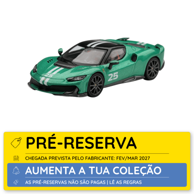 Miniatura de carro desportivo verde metálico com riscas brancas e número 25