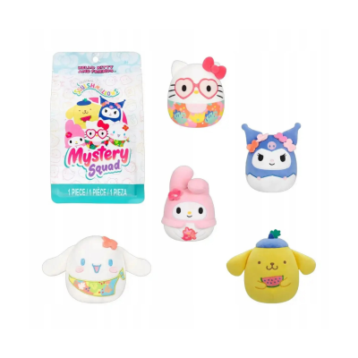 Peluches da coleção Hello Kitty and Friends Squishmallows em vários estilos e cores.