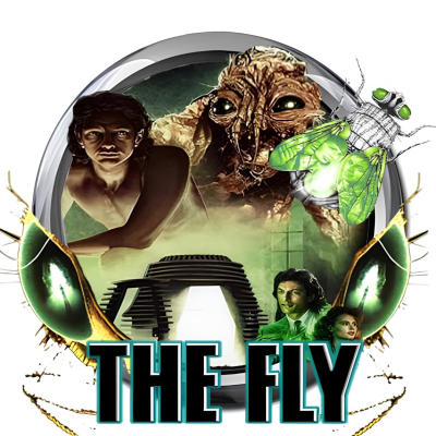 Cartaz do filme The Fly com mosca e personagens humanos