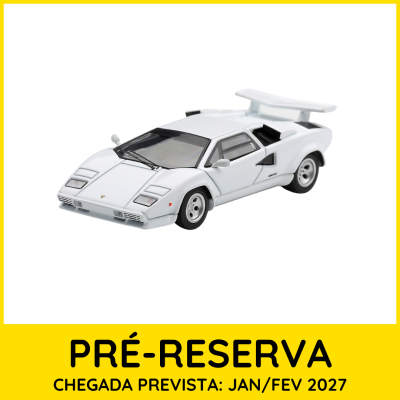 Miniatura de carro desportivo branco Lamborghini Countach com texto de pré-reserva