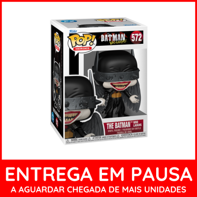 Funko Pop! The Batman Who Laughs nº 572 em caixa com aviso de entrega em pausa