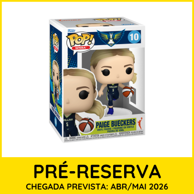 Figura Funko Pop! Paige Bueckers com uniforme de basquetebol azul escuro e número 5, em caixa oficial