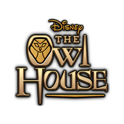 Logótipo Disney The Owl House em dourado com coruja estilizada