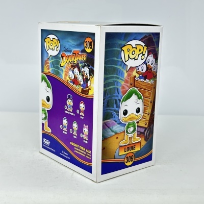Caixa do Funko Pop! número 309 do Disney DuckTales com personagem Louie