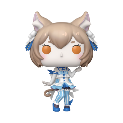 Figura colecionável Funko Pop personagem feminina de roupa azul e branca com orelhas de gato