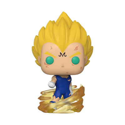 Figura Funko Pop do Vegeta Super Saiyan com cabelo amarelo e roupa azul rasgada