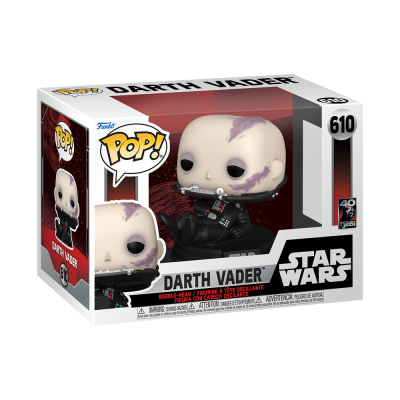 Funko Pop! Darth Vader Star Wars número 610 com cicatrizes e base preta na caixa