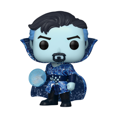 Boneco Funko Pop do Doutor Estranho com capa e escudo azul