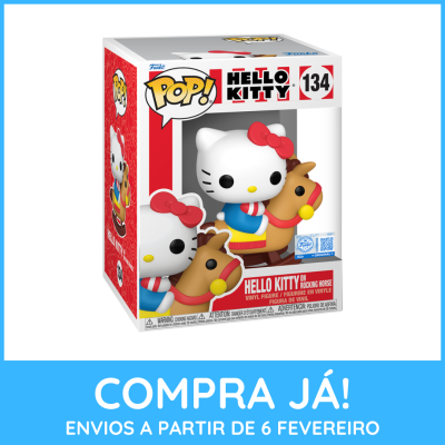 Figura Funko Pop Hello Kitty no cavalo de baloiço na caixa