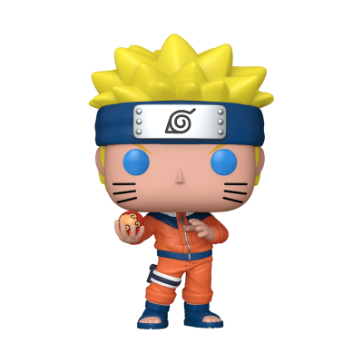 Figura de vinil do Naruto com roupa laranja e faixa azul