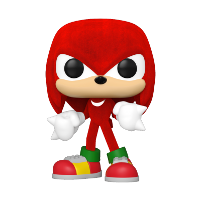 Figura colecionável Funko Pop do personagem Knuckles vermelho com luvas brancas e ténis coloridos