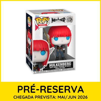 Figura Funko Pop! Hulkenberg de vinil com cabelo vermelho e roupa azul escuro em caixa branca.