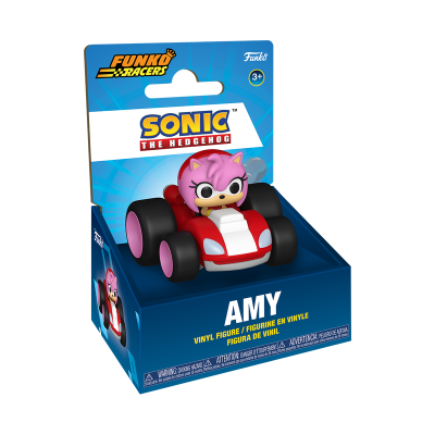Miniatura de carro de corrida Amy de Sonic the Hedgehog em embalagem azul