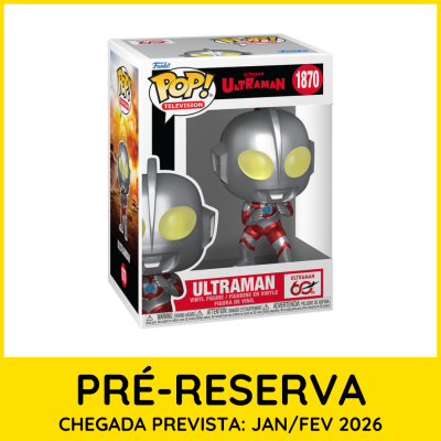 Figura Funko Pop Ultraman vinil em caixa com aviso de pré-reserva.