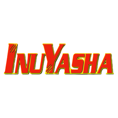 Texto INUYASHA em letras vermelhas com contorno amarelo