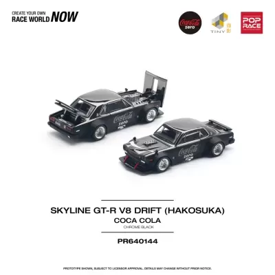 Modelo de carro Skyline GT-R V8 Drift preto com logótipos Coca Cola zero