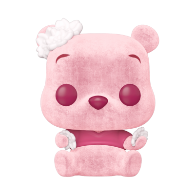 Figura Funko Pop cor-de-rosa com flor branca e laço rosa