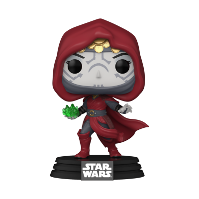 Figura Funko Pop Star Wars com capa vermelha e cristais verdes.