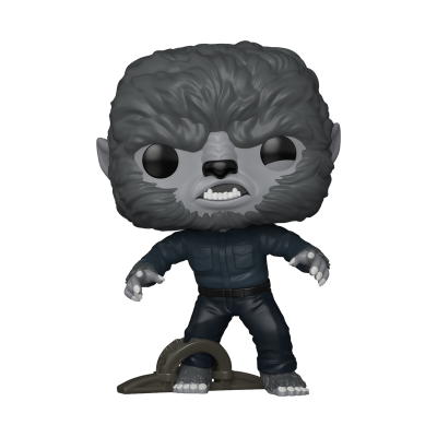 Figura colecionável Funko Pop de lobisomem cinza e preto com suporte cinzento