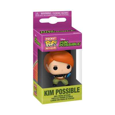 Chaveiro Funko Pop Pocket da Kim Possible em caixa rosa e amarela