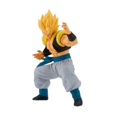 Figura de ação de personagem masculino com cabelo amarelo e roupa colorida