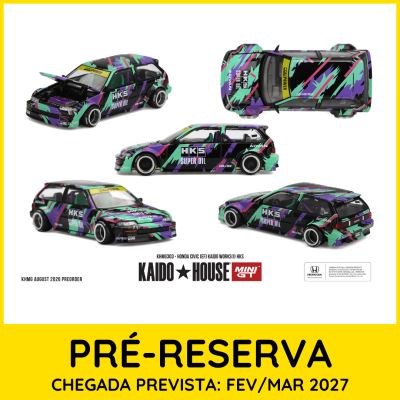 Miniatura automóvel Honda Civic com design colorido e texto HKS SUPER OIL