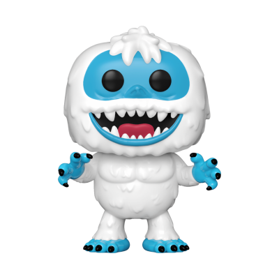 Figura Funko Pop Abominável Homem das Neves branco e azul com boca aberta e dentes visíveis