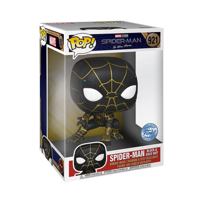 Figura colecionável Funko Pop! Spider-Man Black & Gold Suit na caixa transparente