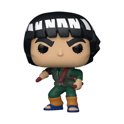 Figura Funko Pop de personagem com cabelo preto e corte em franja com letras brancas