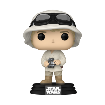 Figura Funko Pop Luke Skywalker Star Wars com roupa branca e óculos