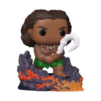 Boneco Funko Pop de Maui com gancho branco e base com lava colorida