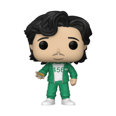Figura Funko Pop com fato de treino verde e número 456 segurando moeda