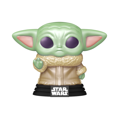 Figura Funko Pop Baby Yoda Star Wars em vinil verde e bege com base preta