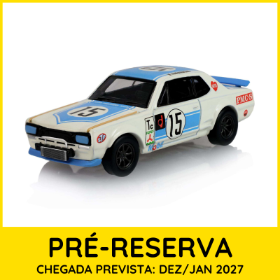 Miniatura de carro de corrida vintage branco com detalhes azuis e número 15