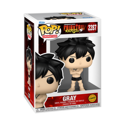 Figura Funko Pop! de vinil da personagem Gray da série Fairy Tail 100 Years Quest, embalagem branca com detalhes vermelhos e amarelos e o número 2287.