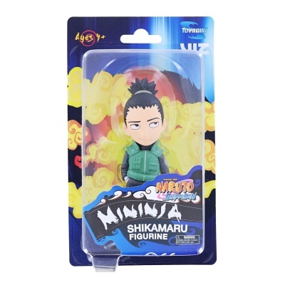 Figura Mini Ninja Shikamaru Naruto Shippuden em embalagem blister azul e amarelo