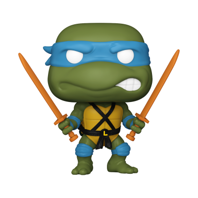 Figura de ação da Tartaruga Ninja Leonardo com espada e máscara azul