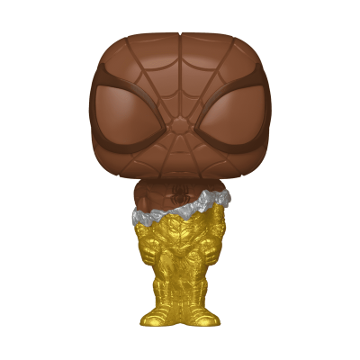 Figura colecionável estilo Funko Pop Spider-Man castanho e dourado