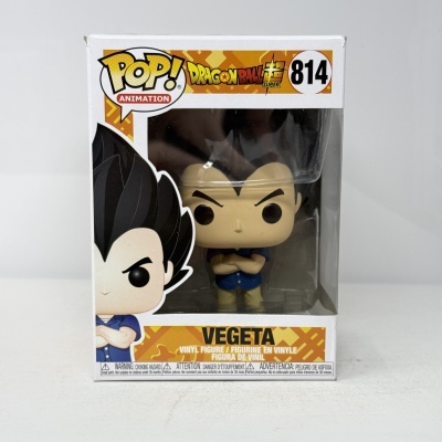 Funko Pop Animé Dragon Ball Super Vegeta vinil na caixa branca amarela laranja