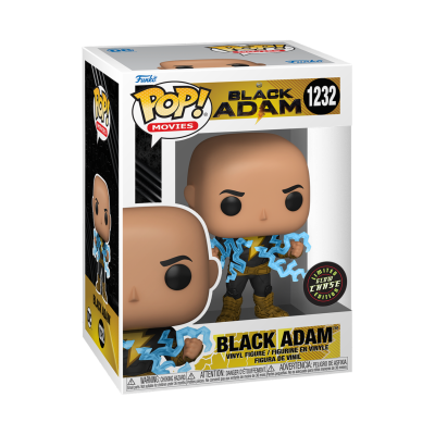 Funko Pop! Black Adam figura de vinil na caixa com detalhes pretos, dourados e azuis