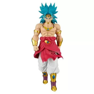 Figura de ação masculina com cabelo azul espetado e roupa colorida