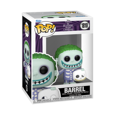 Figura Funko Pop de vinil Barrel do filme The Nightmare Before Christmas na caixa