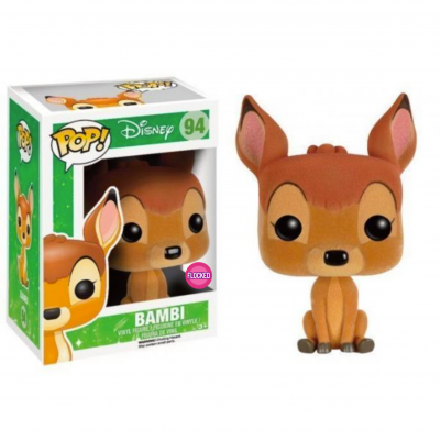 Funko Pop! Bambi de vinil com selo Flocked em caixa branca e verde