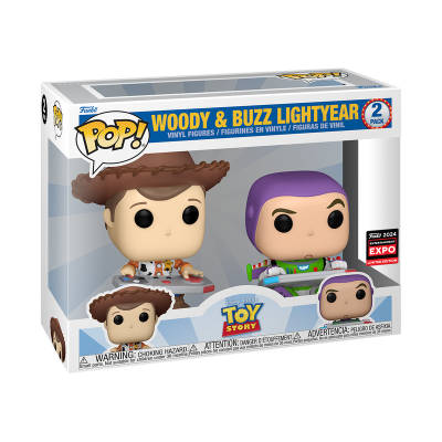 Embalagem de dois bonecos Funko Pop! Woody & Buzz Lightyear do Toy Story