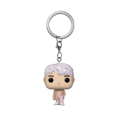Chaveiro Funko Pop personagem cabelo branco roupa rosa clara